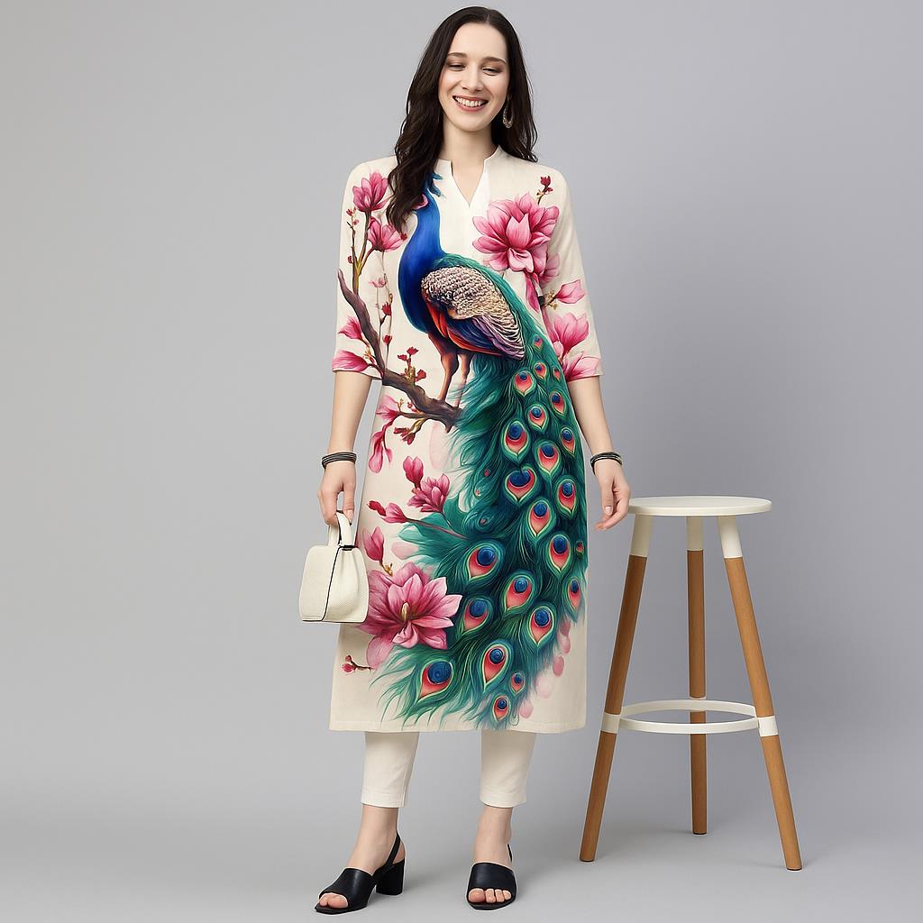 Peacock Women's Kurt Casual Fa - Ethnic Fashion Kurtis recension och pris