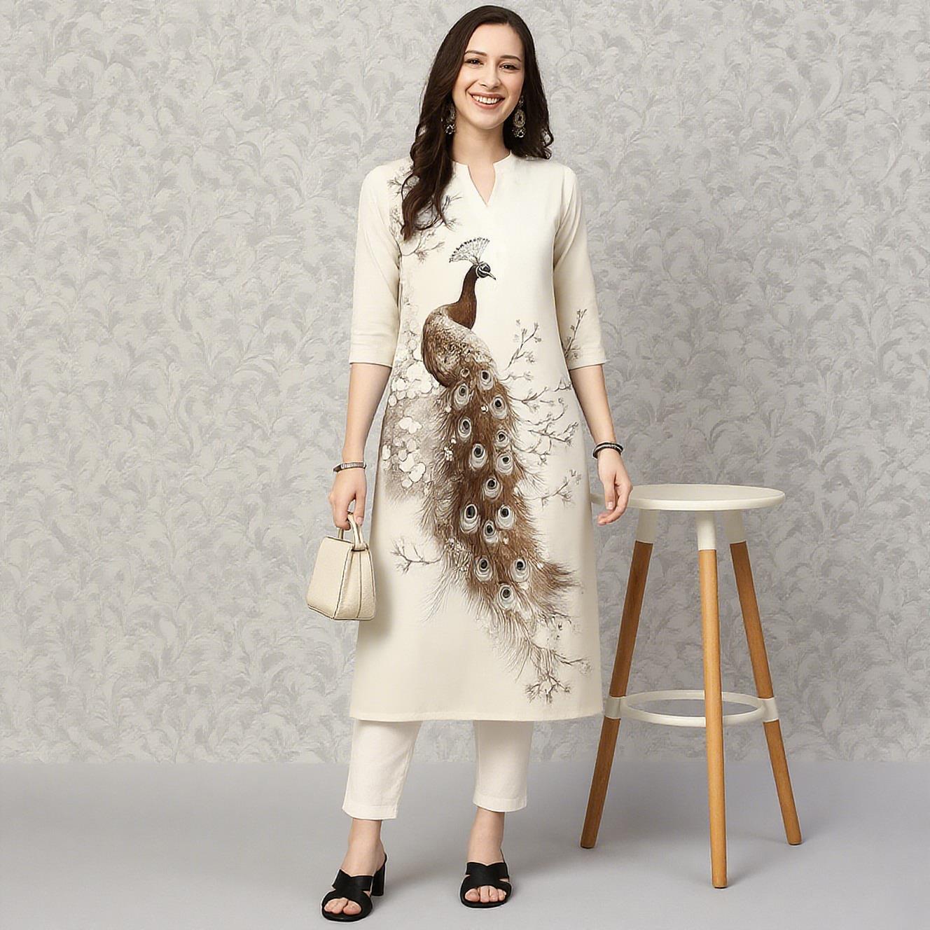 Peacock Women's Kurt Casual Fa - Ethnic Fashion Kurtis recension och pris