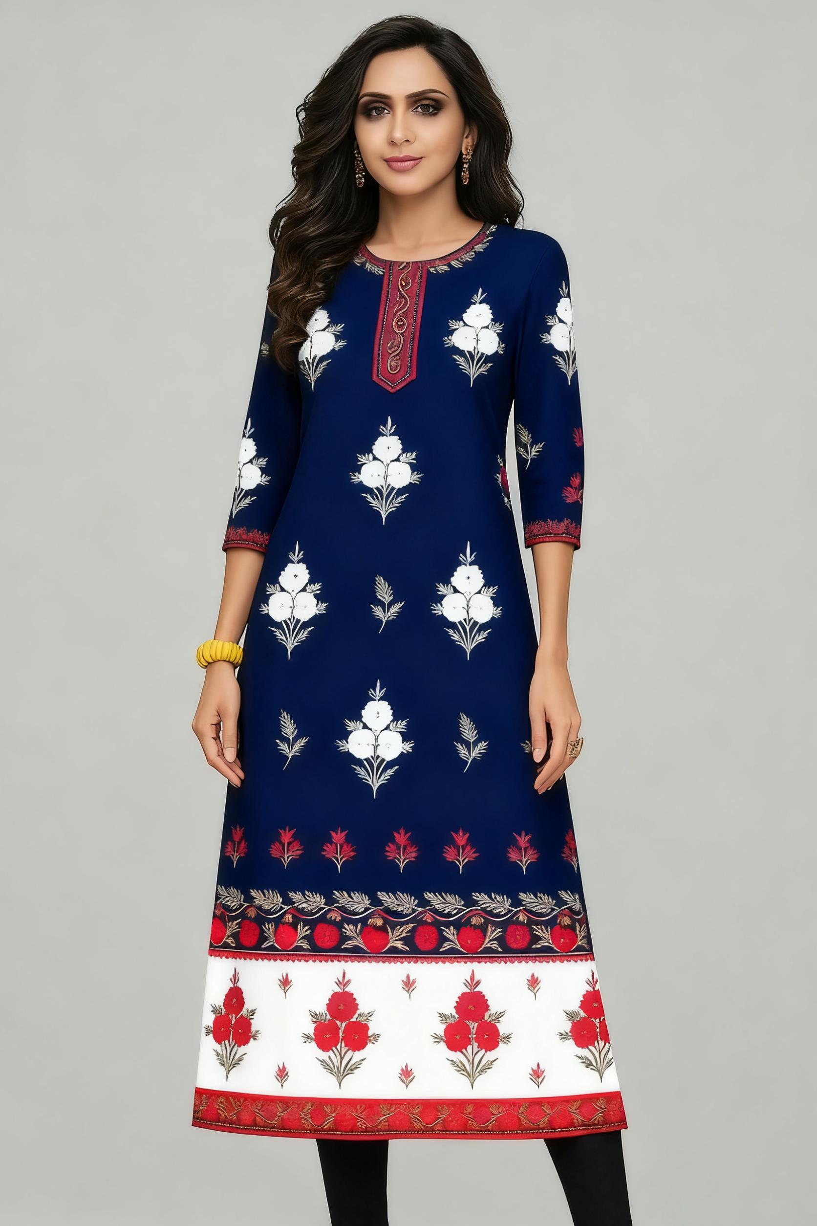 Muslim Kurt Flowers Women's Fa - Ethnic Fashion Kurtis recension och pris