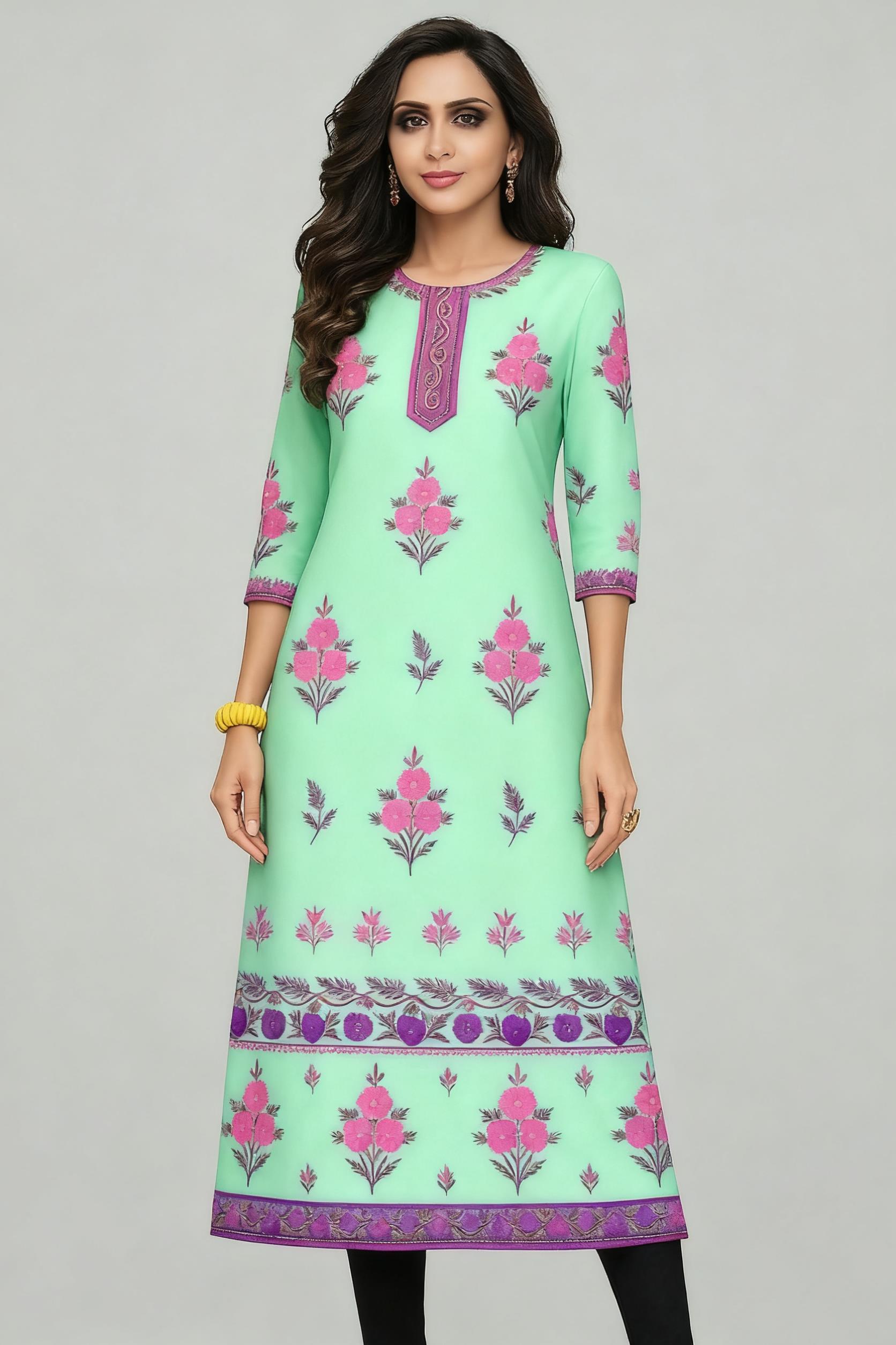 Muslim Kurt Flowers Women's Fa - Ethnic Fashion Kurtis recension och pris