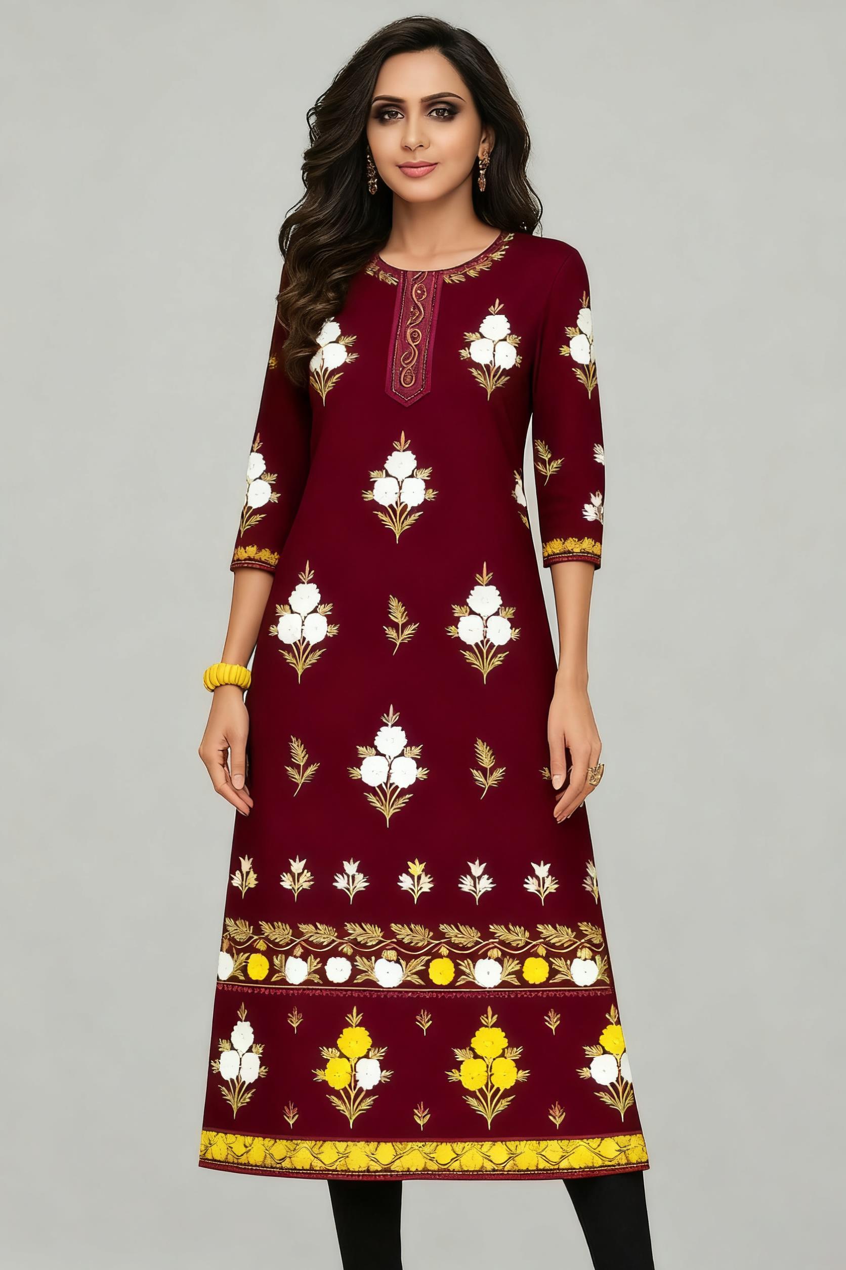 Muslim Kurt Flowers Women's Fa - Ethnic Fashion Kurtis recension och pris
