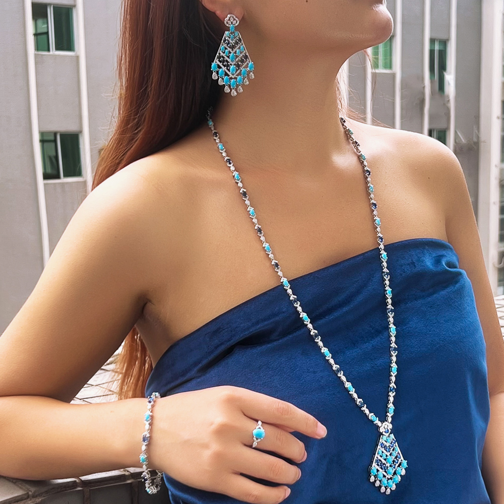 CWWZircons 4pcs Elegant Blue T - Ethnic Fashion Dubai recension och pris