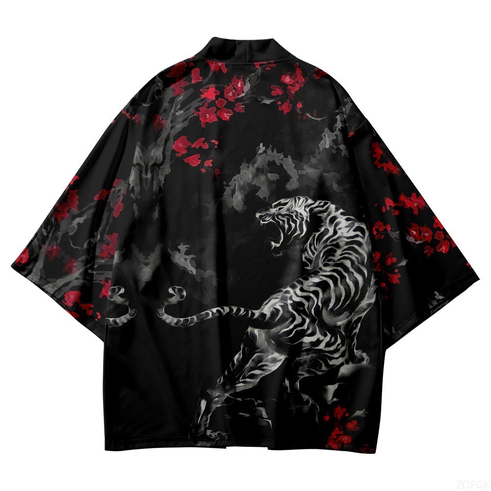 Black Kimono Open Collar Men's - Haori Japanese Jacket recension och pris