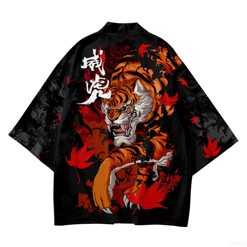 Black Kimono Open Collar Men's - Haori Japanese Jacket recension och pris