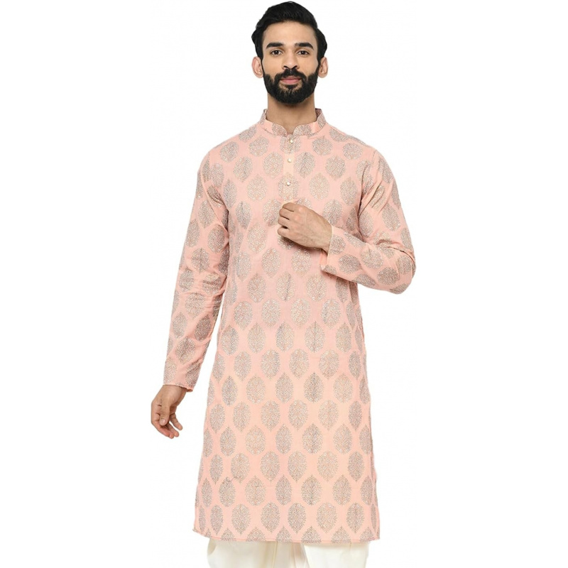 Mens Kurta - Printed Cotton Bl - Kurta Men Cotton recension och pris