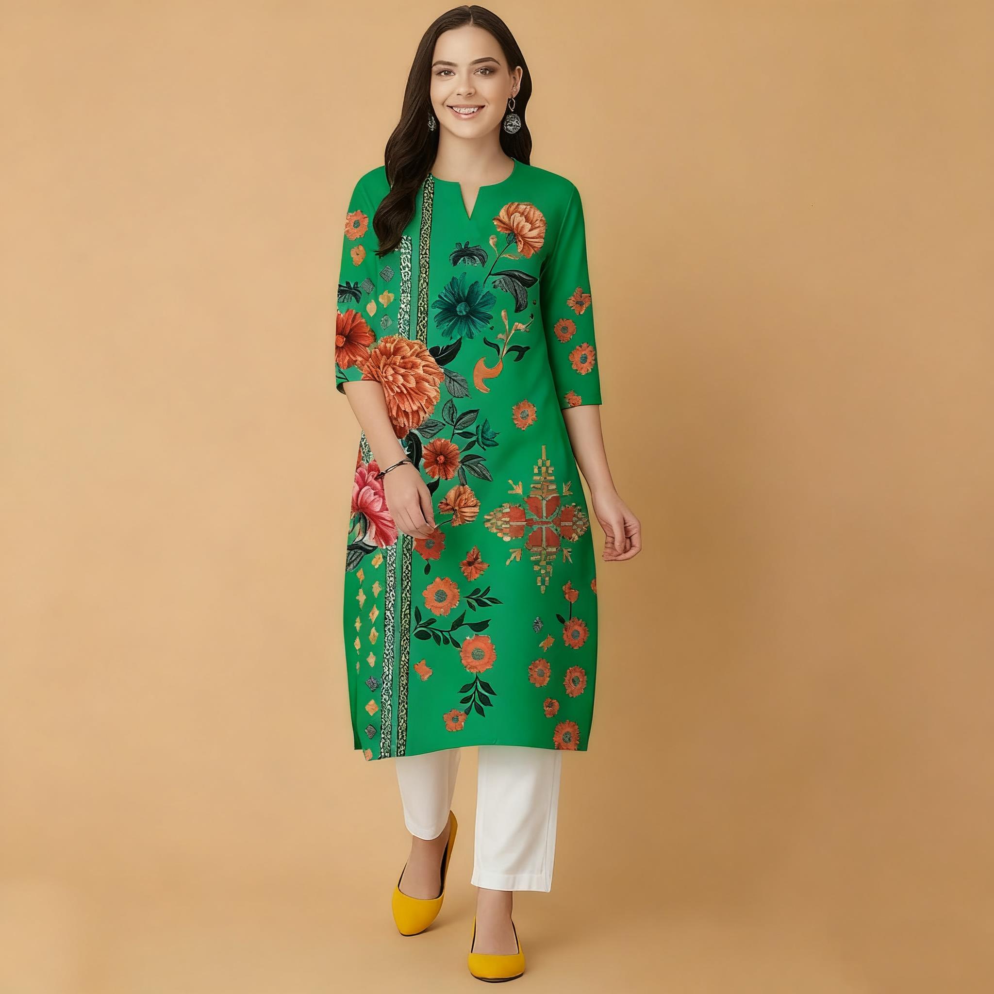 Muslim Flowers Kurt Christmas  - Ethnic Fashion Kurtis recension och pris